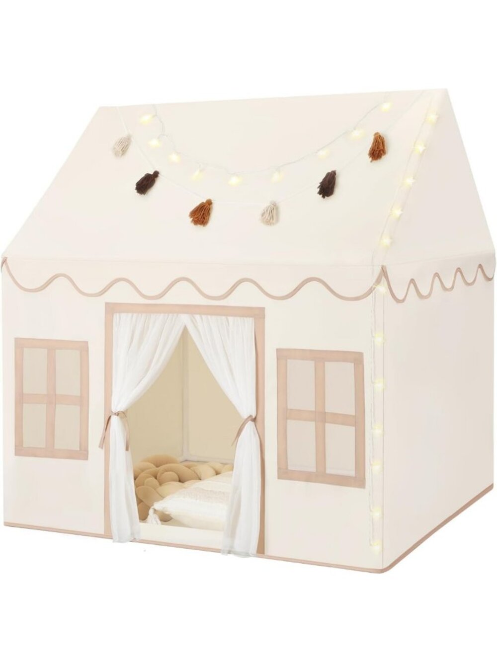 Cozy Kids Indoor Play Tent with Mat & Tassel Garland - Perfect Playhouse Gift!
